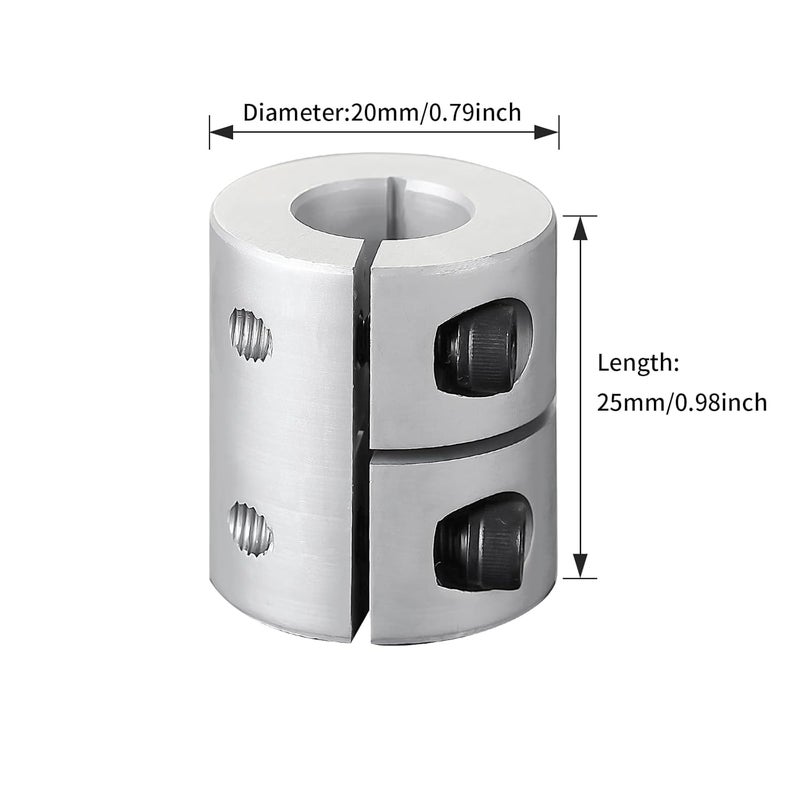 Sinoblu Store Rigid Couplings 6mm to 6.35mm Bore, Shaft Coupling 25mm Length 20mm Diameter, Coupler Aluminum Alloy Joint Motor for 3D Printer CNC Machine DIY Encoder - Image 2